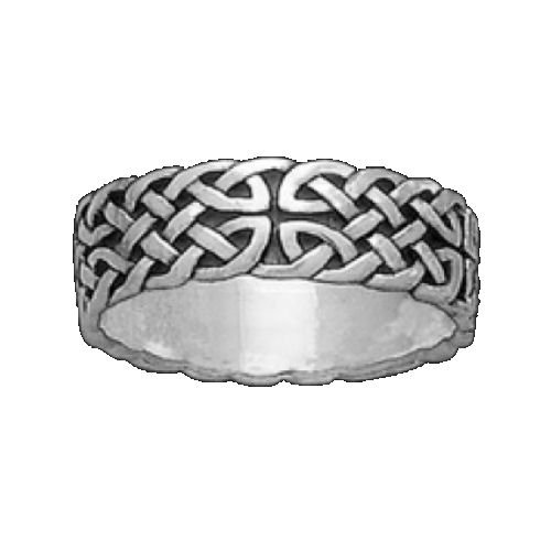 Image 1 of Celtic Interlace Endless 10K White Gold Mens Ring Wedding Band