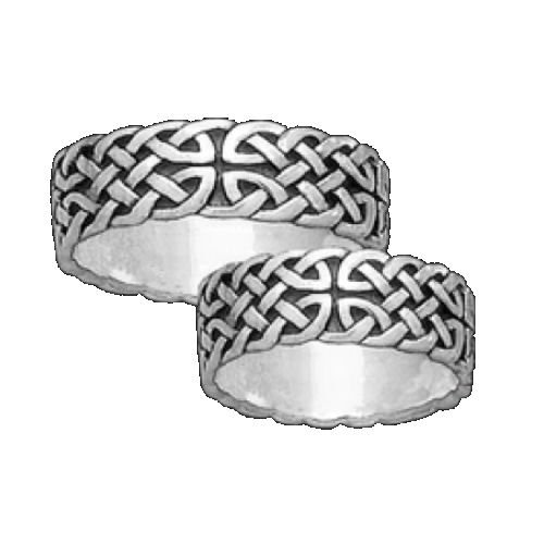 Image 3 of Celtic Interlace Endless 10K White Gold Mens Ring Wedding Band