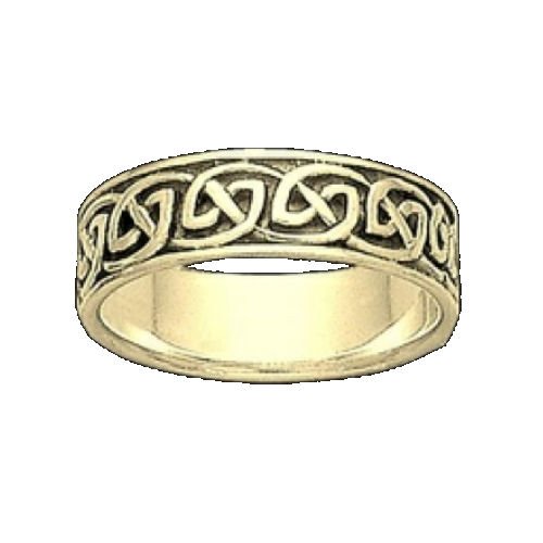 Image 1 of Celtic Interlinked Endless 10K Yellow Gold Mens Ring Wedding Band 