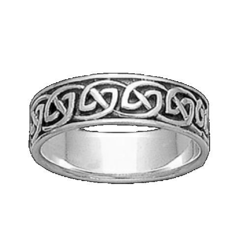 Image 1 of Celtic Interlinked Endless 10K White Gold Mens Ring Wedding Band 