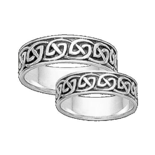 Image 3 of Celtic Interlinked Endless 10K White Gold Mens Ring Wedding Band 