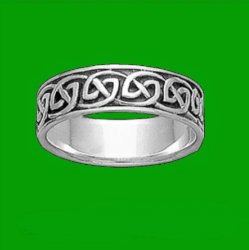 Celtic Interlinked Endless 10K White Gold Ladies Ring Wedding Band 
