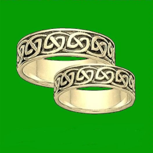 Image 2 of Celtic Interlinked Endless 10K Yellow Gold Mens Ring Wedding Band 