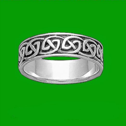 Image 0 of Celtic Interlinked Endless 10K White Gold Mens Ring Wedding Band 