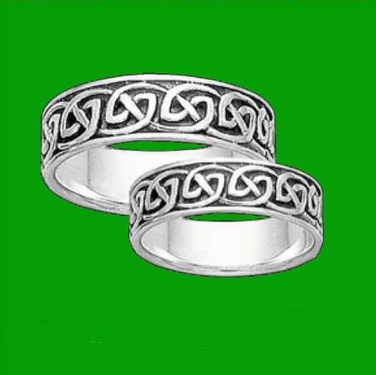 Image 2 of Celtic Interlinked Endless 10K White Gold Mens Ring Wedding Band 