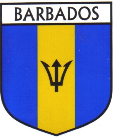 Image 1 of Barbados Flag Country Flag Barbados Decals Stickers Set of 3