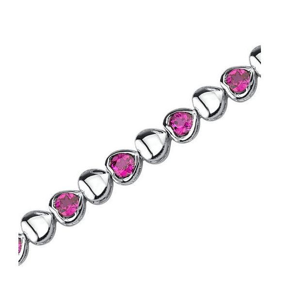 Image 1 of Hearts And Love Ruby Round Cut Sterling Silver Bracelet