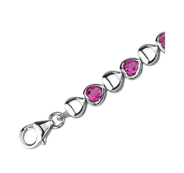 Image 5 of Hearts And Love Ruby Round Cut Sterling Silver Bracelet