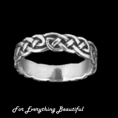 Image 0 of Celtic Interlinked Endless Simple Sterling Silver Mens Ring Wedding Band 