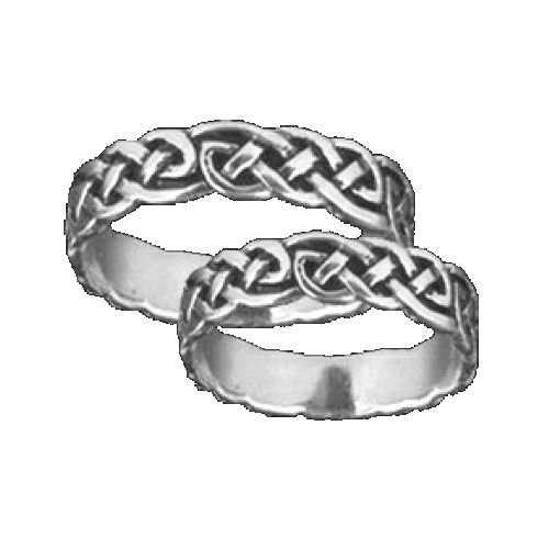 Image 3 of Celtic Interlinked Endless Simple 14K White Gold Ladies Ring Wedding Band 