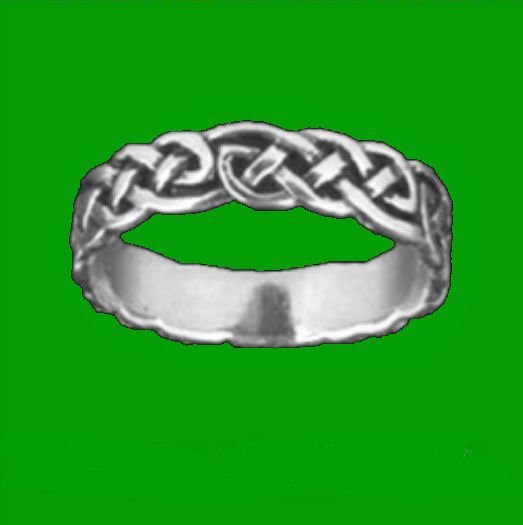 Image 0 of Celtic Interlinked Endless Simple 10K White Gold Mens Ring Wedding Band 