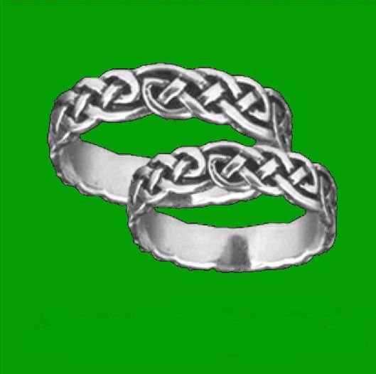 Image 2 of Celtic Interlinked Endless Simple 10K White Gold Mens Ring Wedding Band 