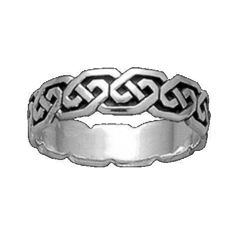 Image 1 of Celtic Interlinked Unending Simple Sterling Silver Mens Ring Wedding Band 