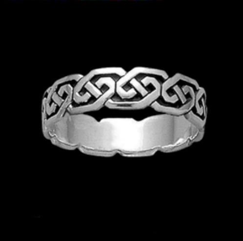 Image 0 of Celtic Interlinked Unending Simple Sterling Silver Ladies Ring Wedding Band 