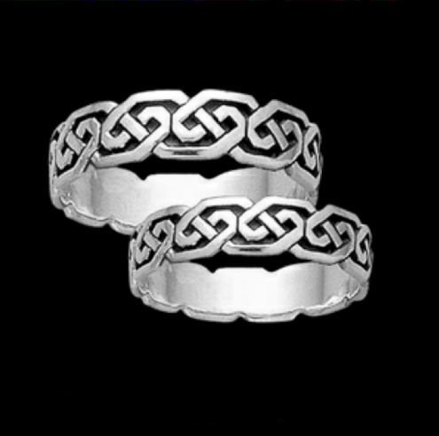 Image 2 of Celtic Interlinked Unending Simple Sterling Silver Mens Ring Wedding Band 