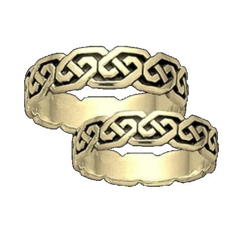 Image 3 of Celtic Interlinked Unending Simple 14K Yellow Gold Mens Ring Wedding Band 