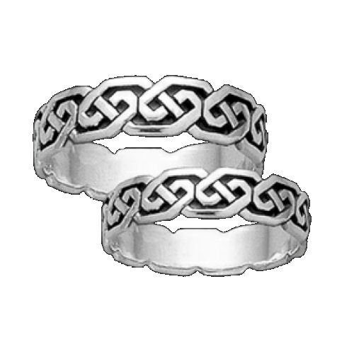 Image 3 of Celtic Interlinked Unending Simple 10K White Gold Ladies Ring Wedding Band 