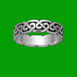 Celtic Interlinked Unending Simple 10K White Gold Ladies Ring Wedding Band 