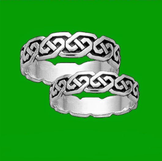Image 2 of Celtic Interlinked Unending Simple 14K White Gold Mens Ring Wedding Band 