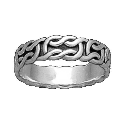 Image 1 of Celtic Interlinked Knotwork Sterling Silver Ladies Ring Wedding Band 