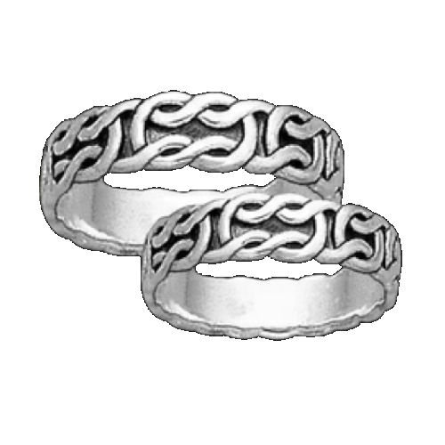 Image 3 of Celtic Interlinked Knotwork Sterling Silver Ladies Ring Wedding Band 