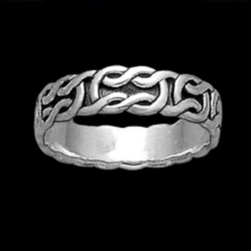 Image 0 of Celtic Interlinked Knotwork Sterling Silver Ladies Ring Wedding Band 