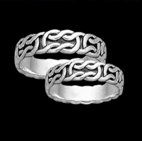 Image 2 of Celtic Interlinked Knotwork Sterling Silver Ladies Ring Wedding Band 