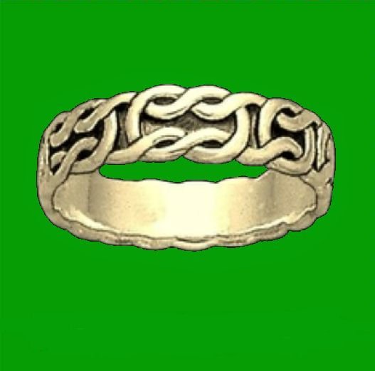 Image 0 of Celtic Interlinked Knotwork 14K Yellow Gold Mens Ring Wedding Band 