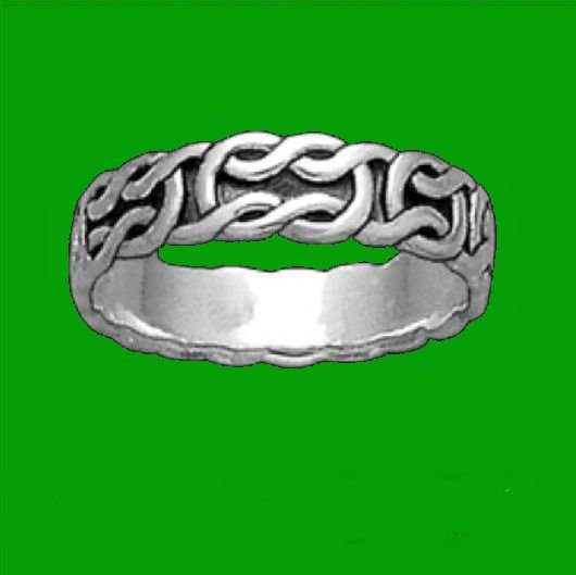 Image 0 of Celtic Interlinked Knotwork 14K White Gold Mens Ring Wedding Band 