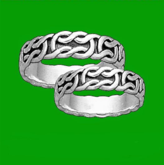 Image 2 of Celtic Interlinked Knotwork 14K White Gold Mens Ring Wedding Band 