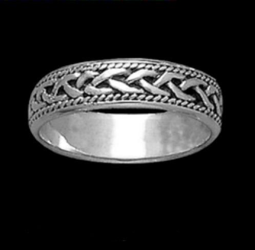 Image 0 of Celtic Interlinked Braided Sterling Silver Mens Ring Wedding Band 