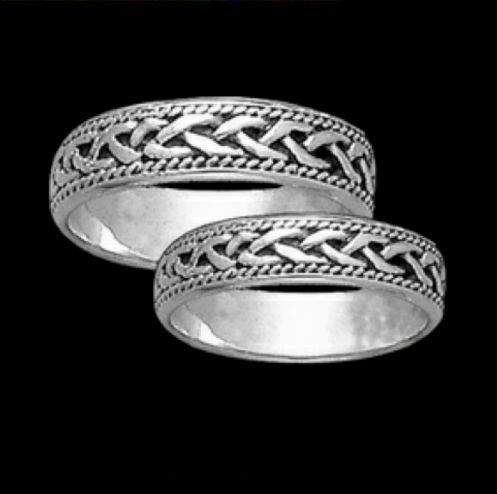 Image 2 of Celtic Interlinked Braided Sterling Silver Ladies Ring Wedding Band 