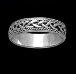 Celtic Interlinked Braided Sterling Silver Ladies Ring Wedding Band 