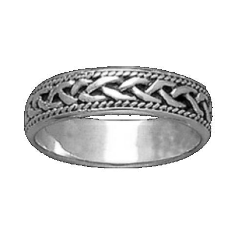 Image 1 of Celtic Interlinked Braided 14K White Gold Ladies Ring Wedding Band 