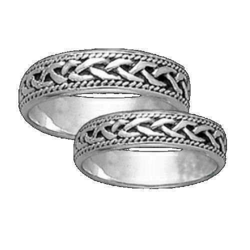 Image 3 of Celtic Interlinked Braided 14K White Gold Ladies Ring Wedding Band 