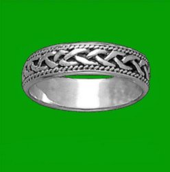 Celtic Interlinked Braided 10K White Gold Mens Ring Wedding Band 