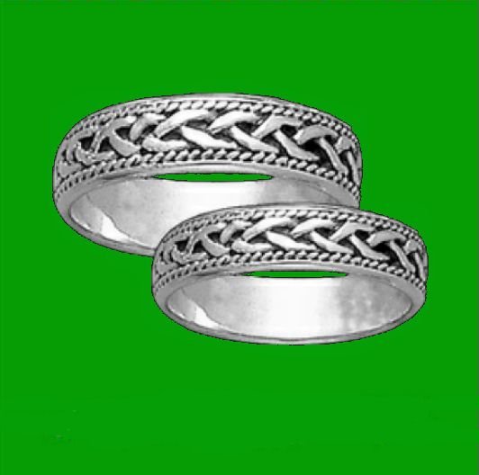 Image 2 of Celtic Interlinked Braided 14K White Gold Mens Ring Wedding Band 