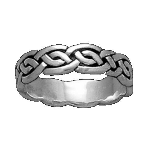 Image 1 of Celtic Interlace Knotwork Sterling Silver Ladies Ring Wedding Band 