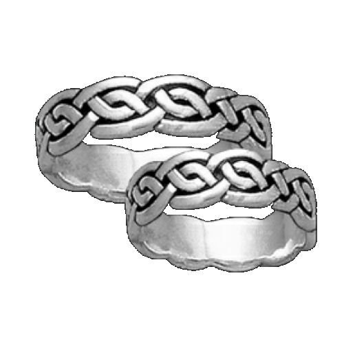 Image 3 of Celtic Interlace Knotwork Sterling Silver Ladies Ring Wedding Band 