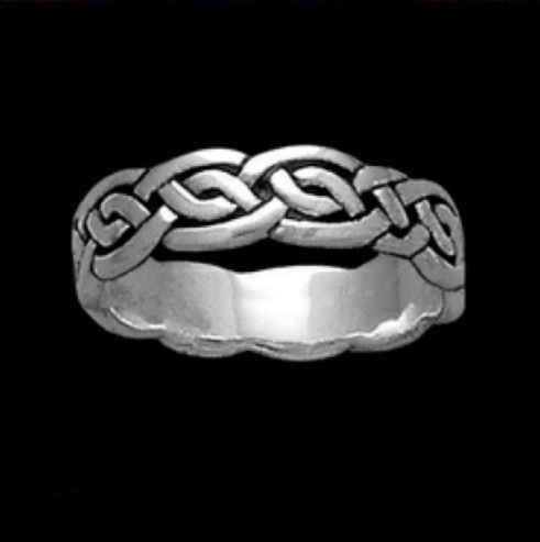 Image 0 of Celtic Interlace Knotwork Sterling Silver Ladies Ring Wedding Band 