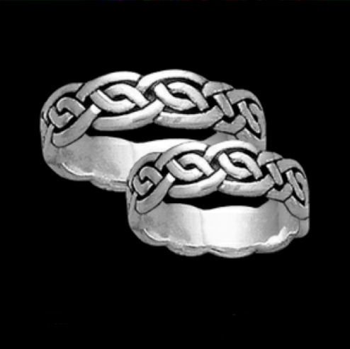 Image 2 of Celtic Interlace Knotwork Sterling Silver Ladies Ring Wedding Band 