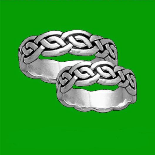 Image 2 of Celtic Interlace Knotwork 10K White Gold Mens Ring Wedding Band 