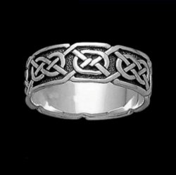 Celtic Interlace Knotwork Wide Sterling Silver Ladies Ring Wedding Band 