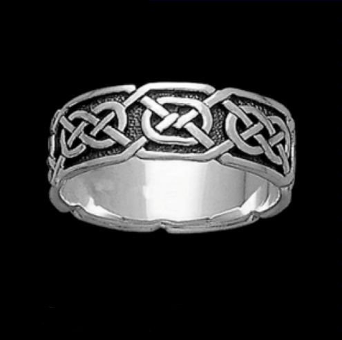 Image 0 of Celtic Interlace Knotwork Wide Sterling Silver Mens Ring Wedding Band 