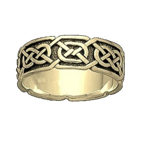 Image 1 of Celtic Interlace Knotwork Wide 14K Yellow Gold Mens Ring Wedding Band 