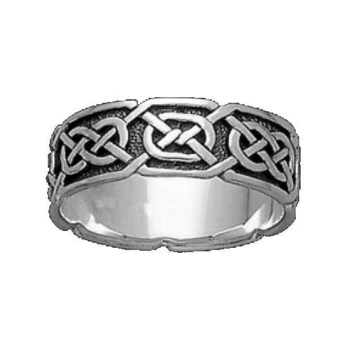 Image 1 of Celtic Interlace Knotwork Wide 10K White Gold Ladies Ring Wedding Band 