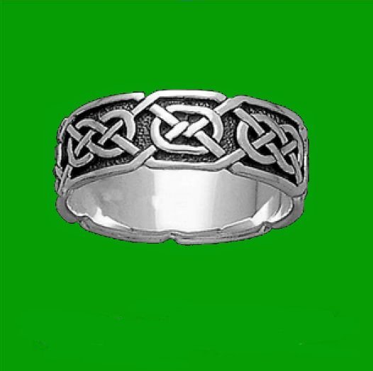Image 0 of Celtic Interlace Knotwork Wide 14K White Gold Mens Ring Wedding Band 