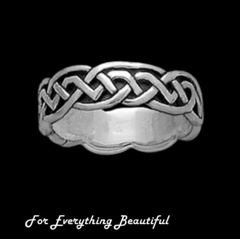Image 0 of Celtic Interlinked Knot Sterling Silver Mens Ring Wedding Band 