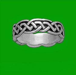 Celtic Interlinked Knot 10K White Gold Ladies Ring Wedding Band 