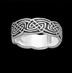 Celtic Interlace Leaf Knotwork Wide Sterling Silver Ladies Ring Wedding Band 